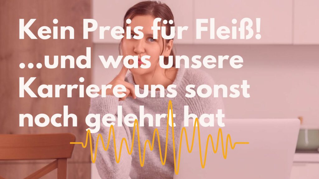 Teaserbild für die Podacstfolge. Im Vordergrund der Titel der Folge, im Hintergrund das Bild einer Frau, die eine Idee zu haben scheint